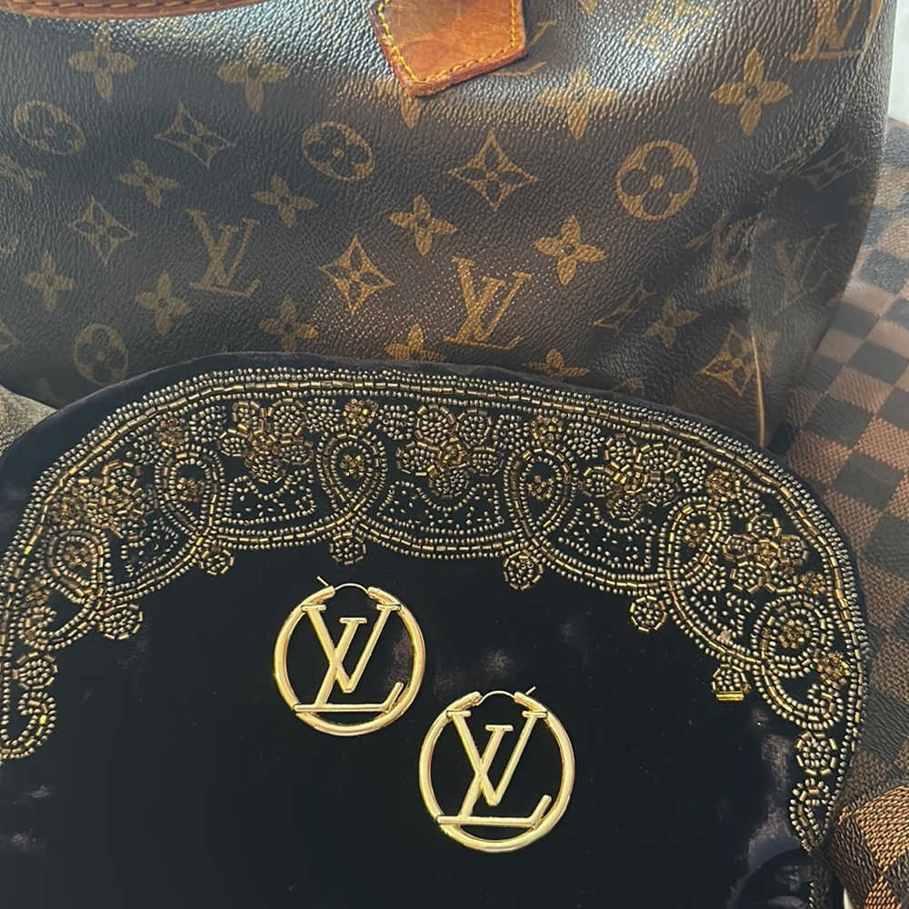 SOLD✨ Engraved LV designer hoops